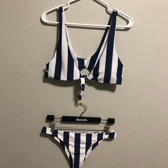 Shein striped knot front bikini swimsuit #103 - Picture 3 of 7